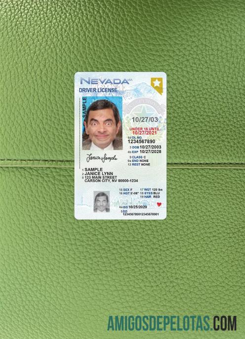 EUA Nevada Carteira de motorista menor de 21 anos fotolook frente exemplo